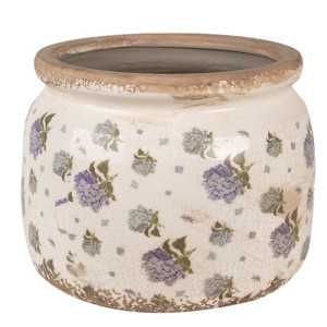 Pot de Fleurs Hortensia avec Motif Floral, Ø 20 cm 61639L Clayre & Eef Pots de Fleurs & Accessoires