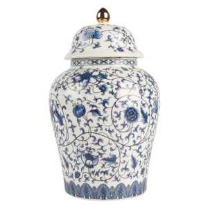 Vase en Céramique avec Couvercle Indigo Garden, H 21 cm 62136 Clayre & Eef Vases