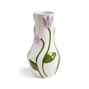 Vase Tulip aus Dolomit mit Lila Blumen 290301 Klevering Vasen