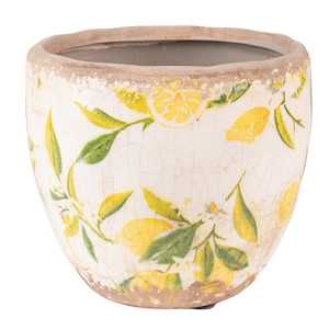 Blumentopf Lemon mit Zitronenmuster, Ø 12 cm 61529 Clayre & Eef Blumentöpfe & Accessoires