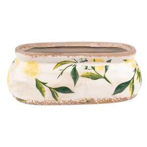 Schmaler Blumentopf Lemon mit Zitronenmuster, L 18 cm 61531 Clayre & Eef Blumentöpfe & Accessoires