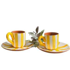 Espressotassen-Set Faro mit Untertassen in Gelb, 2-Tlg. 002610 Casa Cubista Tassen